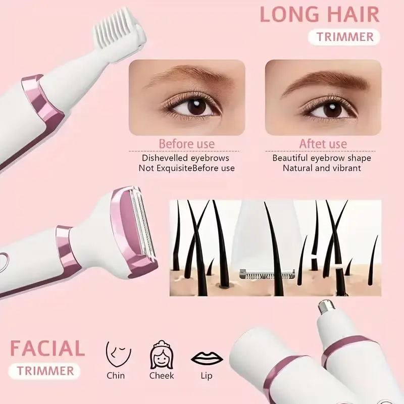 4-in-1 Rechargeable Electric Lady Shaver for Face and Body - 9