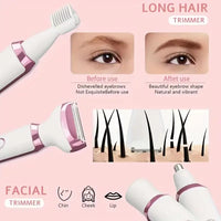 4-in-1 Rechargeable Electric Lady Shaver for Face and Body