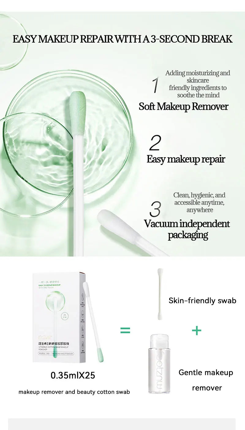 Pre-Soaked Makeup Remover Cotton Swabs for Precision Cleaning - 7