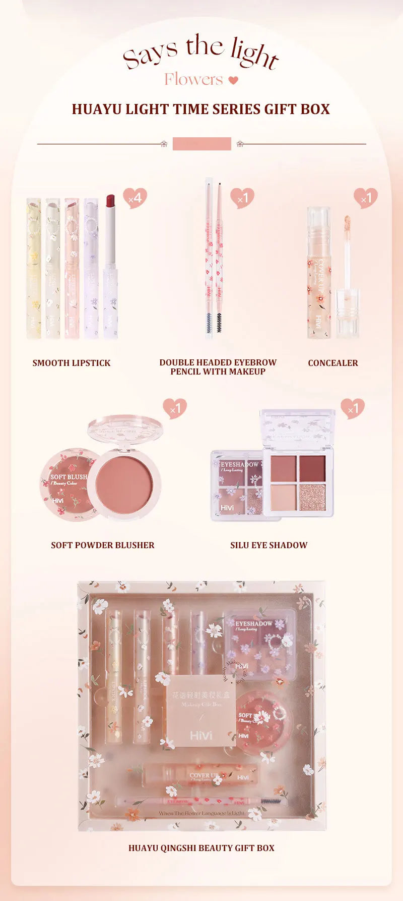 All-in-One Romantic Flower Makeup Gift Set - 8