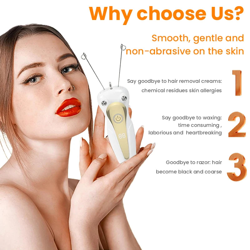 Electric Threading Epilator for Painless Facial Hair Removal - 13