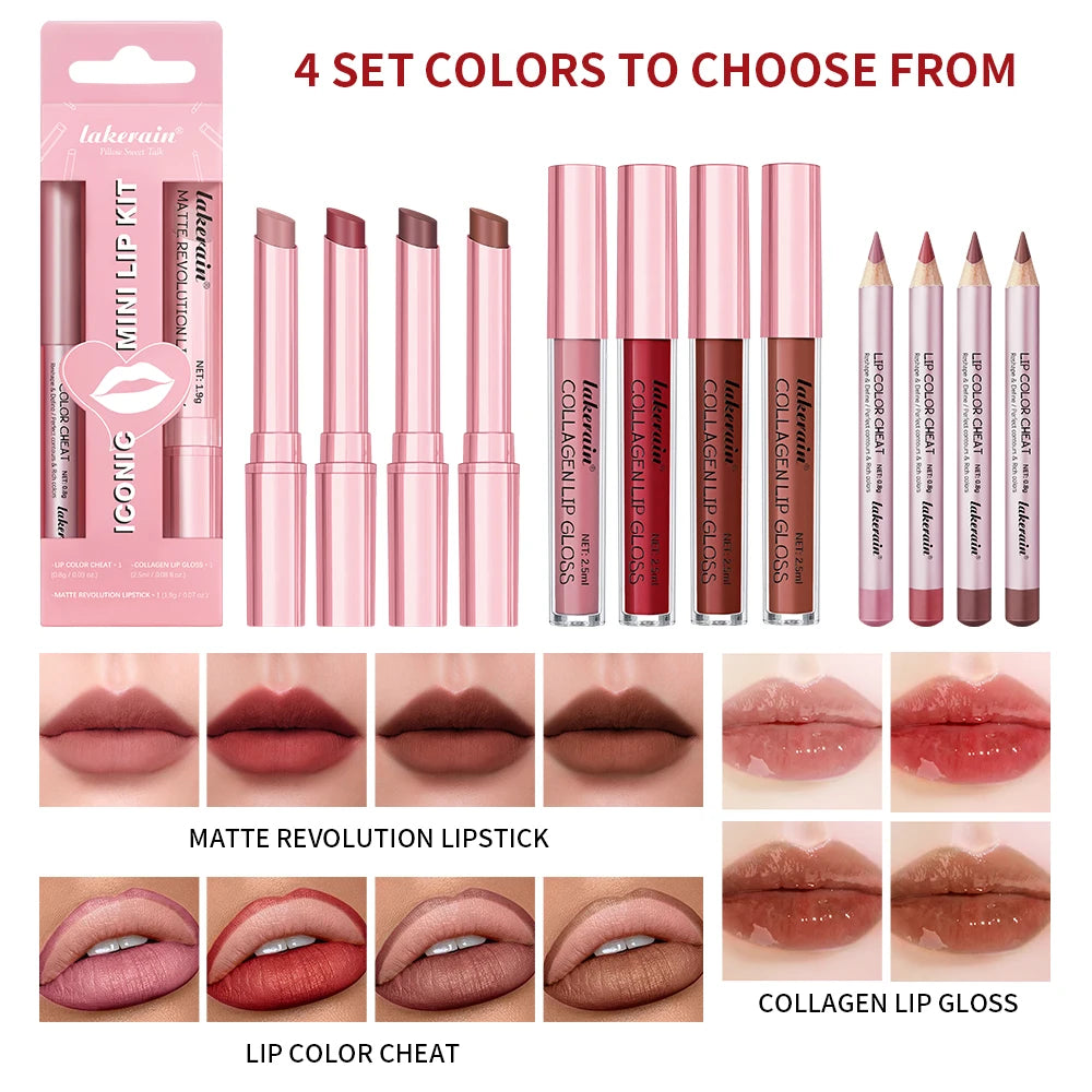 3-Piece Waterproof Matte Lip Makeup Set for Travel - 4