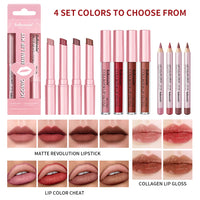 3-Piece Waterproof Matte Lip Makeup Set for Travel