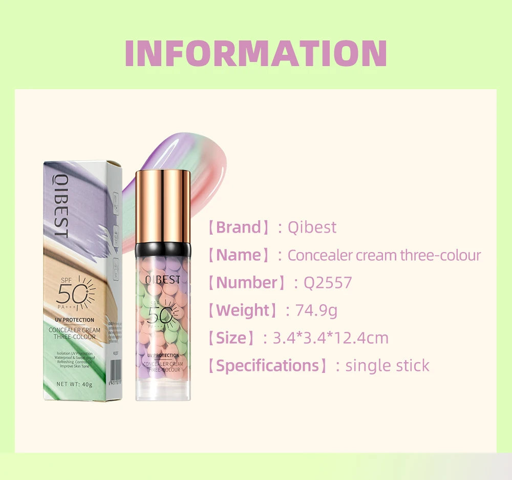 3-in-1 Triple Color Correcting Makeup Primer and Concealer - 15