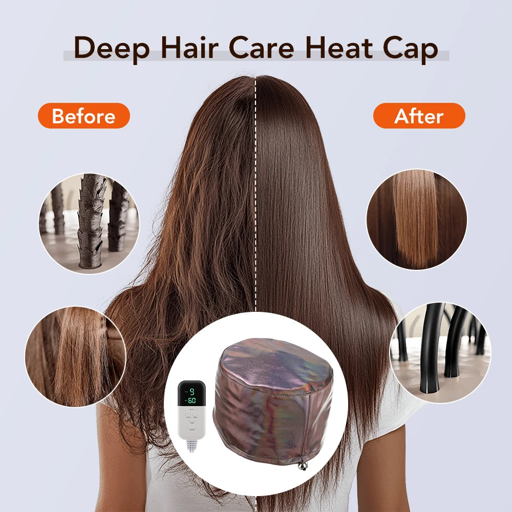 Electric Deep Conditioning Hair Steamer Cap for Home Spa - 2