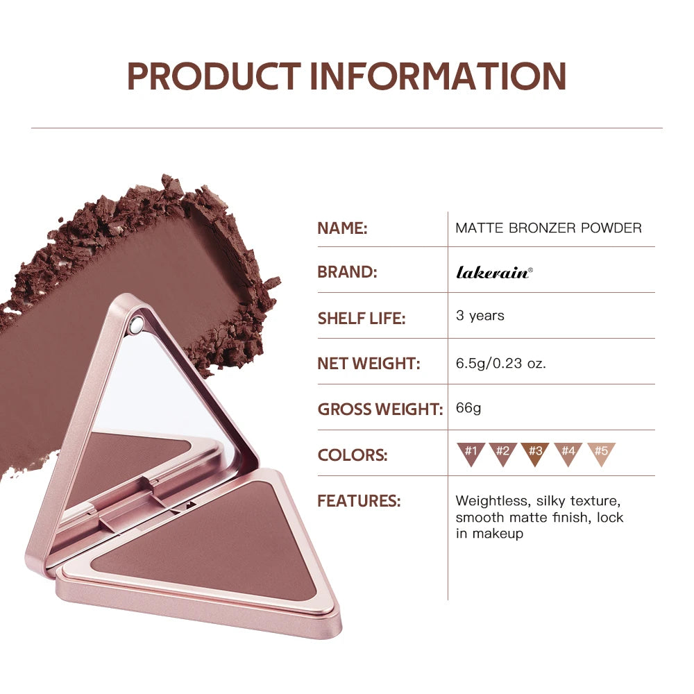 Matte Bronzer Powder for Face Contouring and Shading - 6