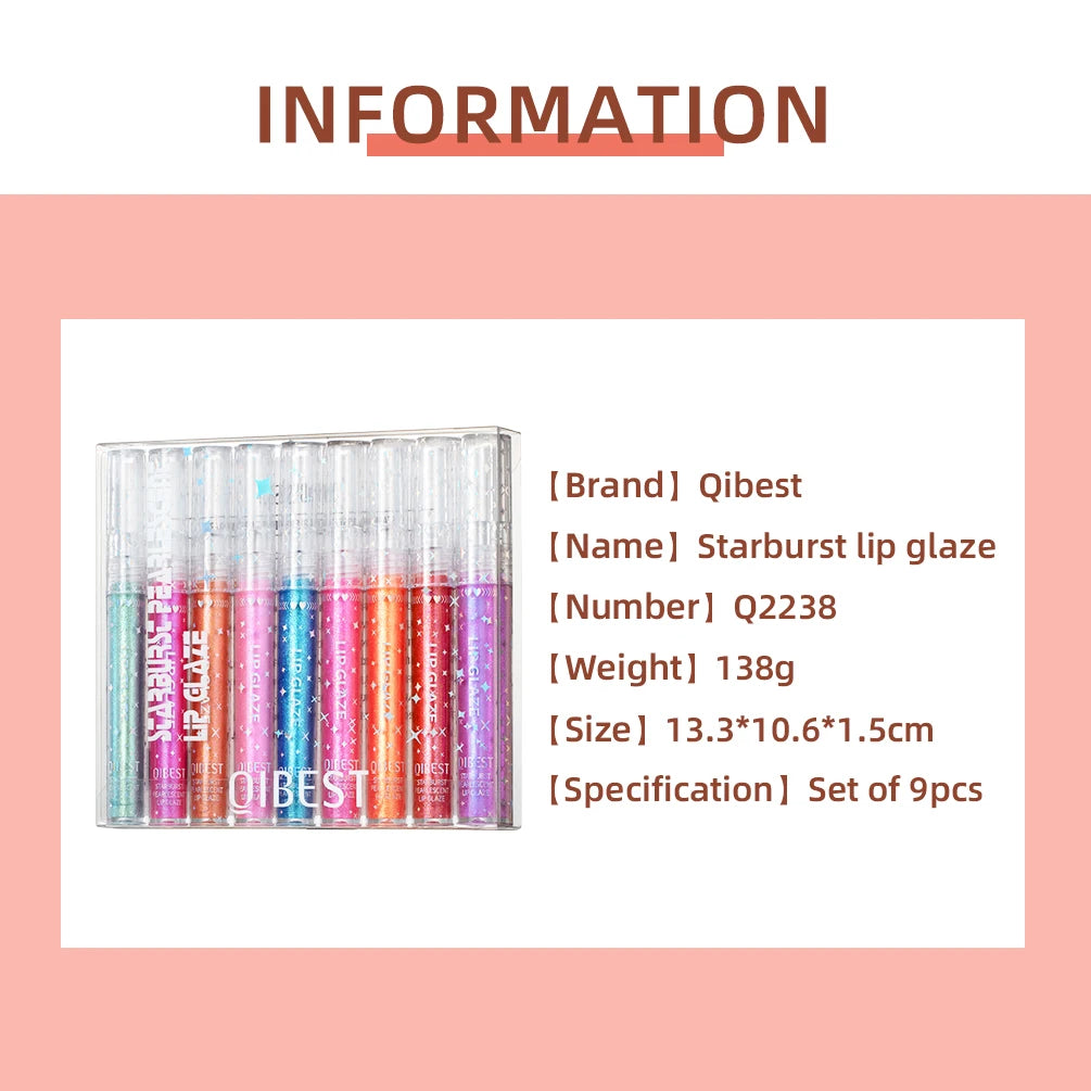 9-Piece Glitter Lip Gloss Set for Shimmering Lips - 6