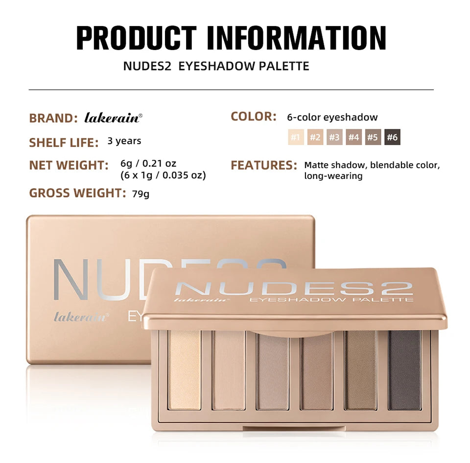 6-Color Matte Eyeshadow Palette for Neutral Nude Looks - 15