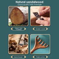 Six-Claw Natural Wood Scalp and Body Massage Comb