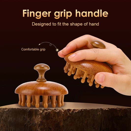Wooden Meridian Massage Brush for Body and Scalp