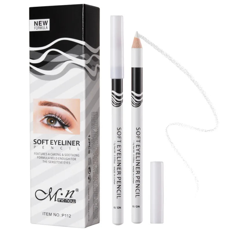 12-Piece Waterproof White Eyeliner Pencil Set - 8