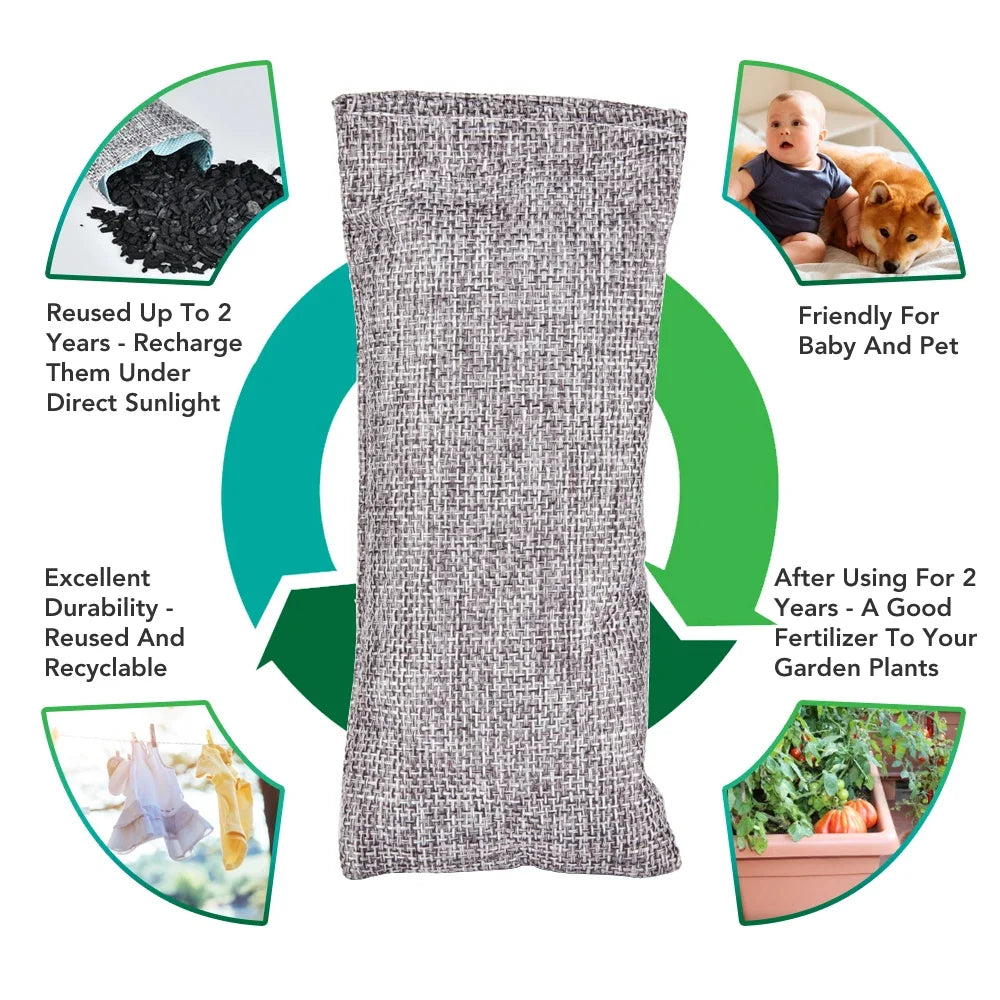 Natural Bamboo Charcoal Odor Absorber Bags (10 Pack) - 4