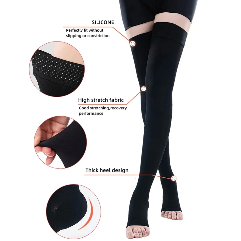 Thigh-High 20-30mmHg Compression Stockings for Leg Support - 13
