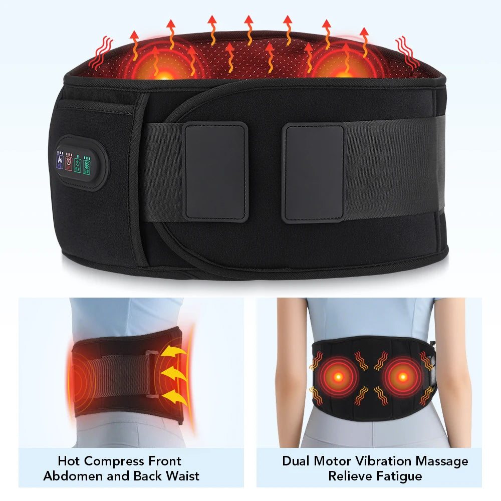 Heated Vibration Lumbar Support Belt for Back Pain Relief - 2