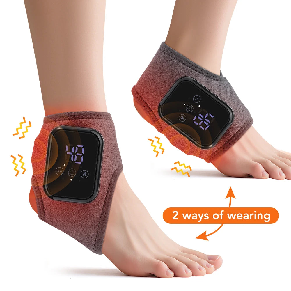 Heated Vibration Ankle Massager Brace for Pain Relief - 2