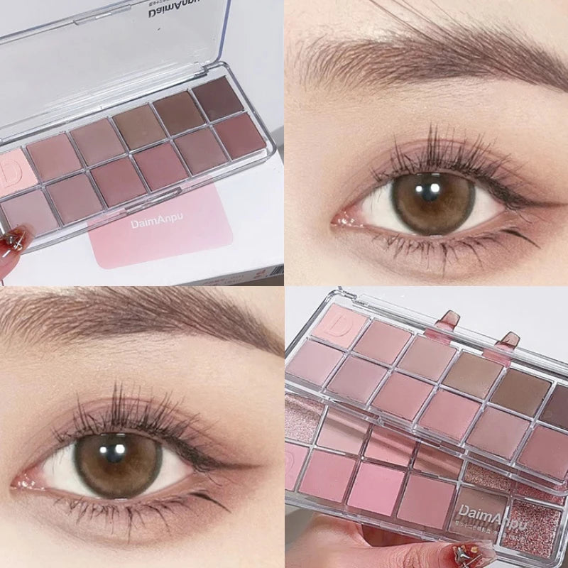 12-Color Eyeshadow Palette - Long-Lasting Shimmer and Matte Shades - 17