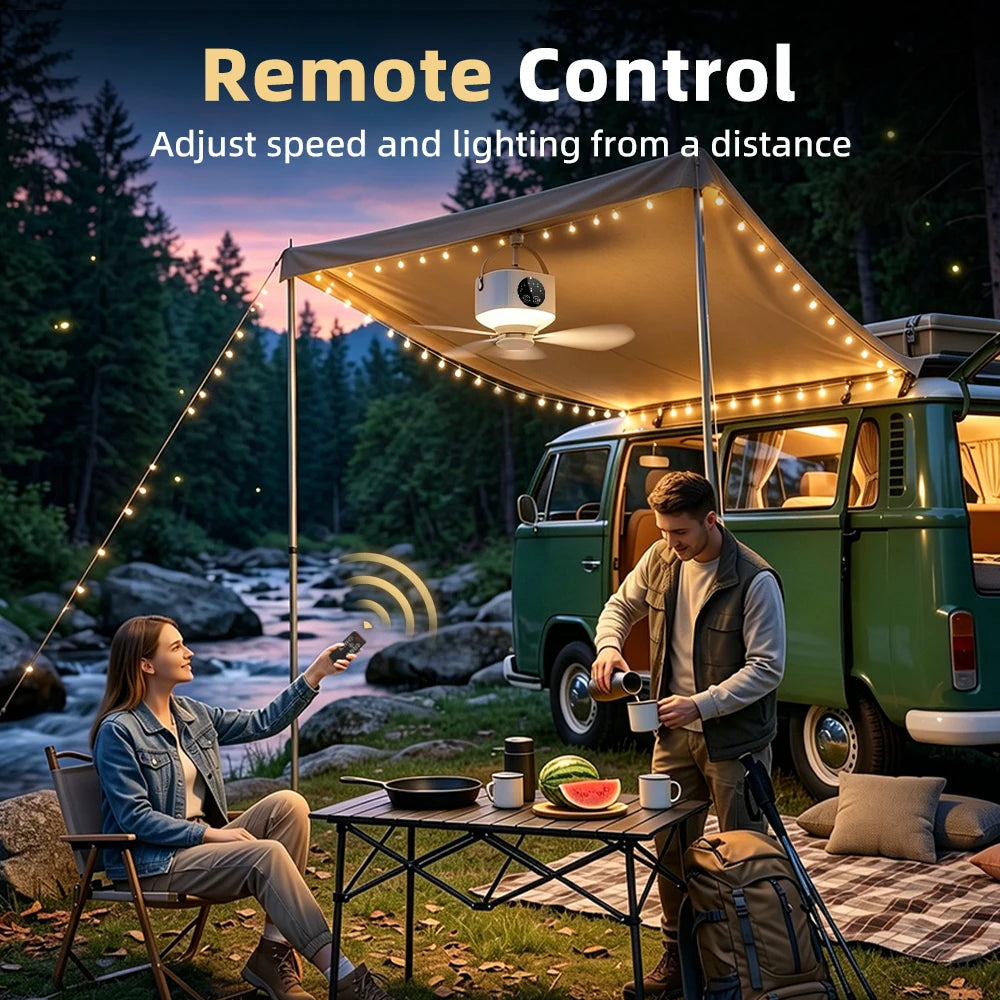 Portable Rechargeable Ceiling Fan with LED Light and Remote - 4
