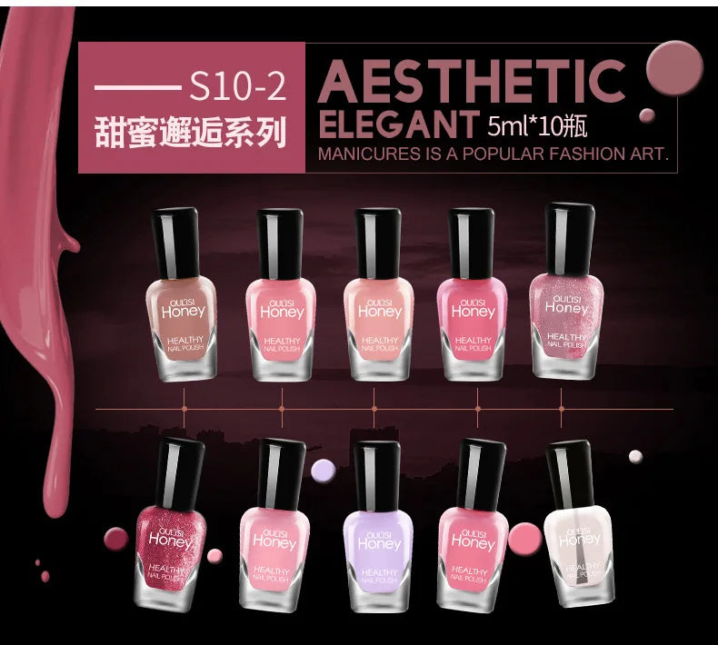 10-Piece Quick-Dry Peelable Nail Polish Set - 11