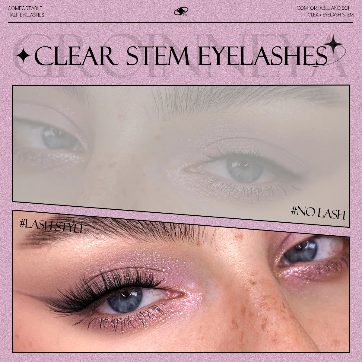 Natural Cat Eye Half Lashes with Invisible Band - 10