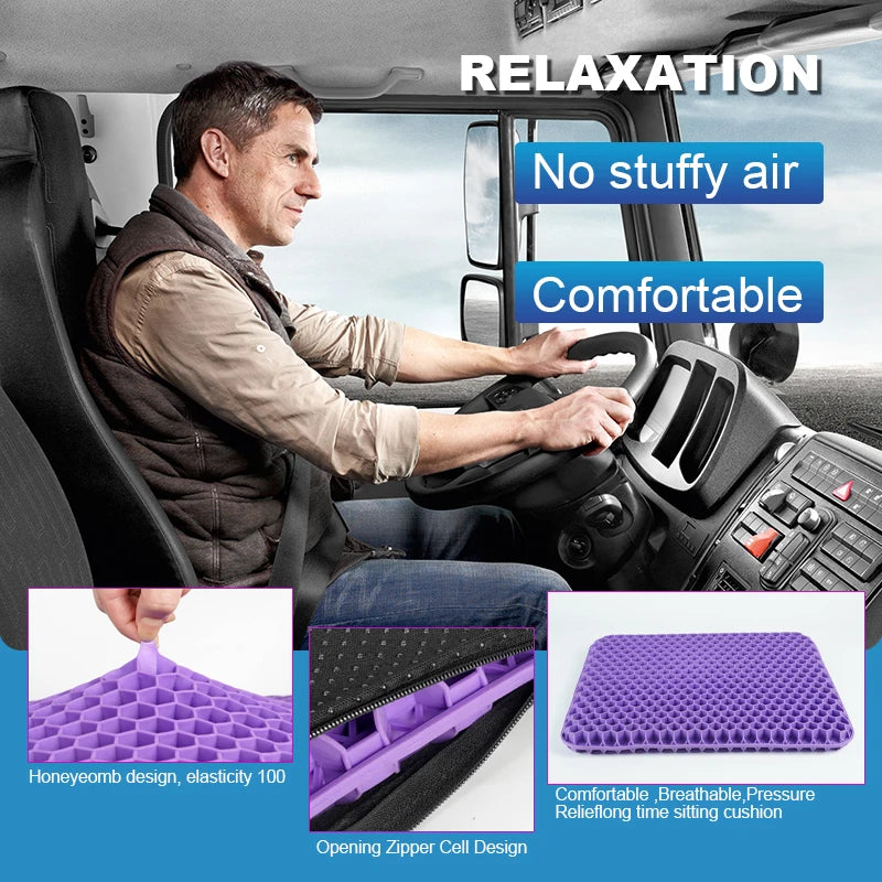 Breathable Honeycomb Gel Seat Cushion for Pain Relief - 2