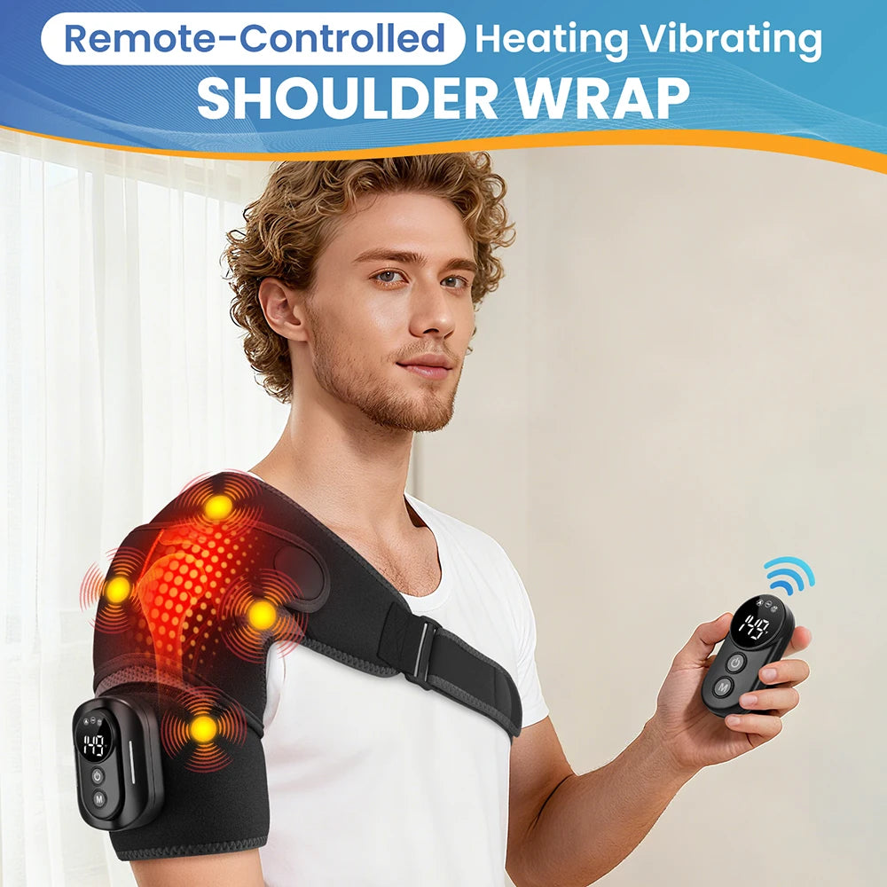 Heated Vibration Shoulder Massage Wrap with Remote - 1