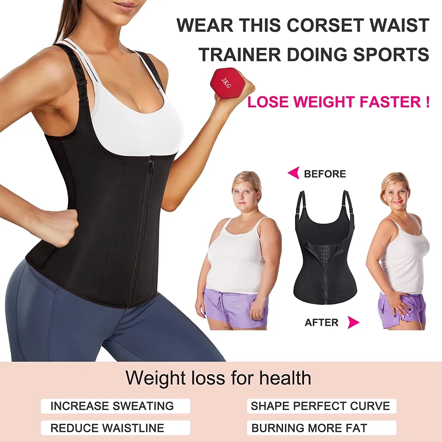 Zipper Waist Trainer Vest for Tummy Control and Posture - 15