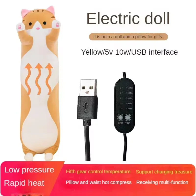 Heated Cat Plush Pillow for Pain Relief - 21