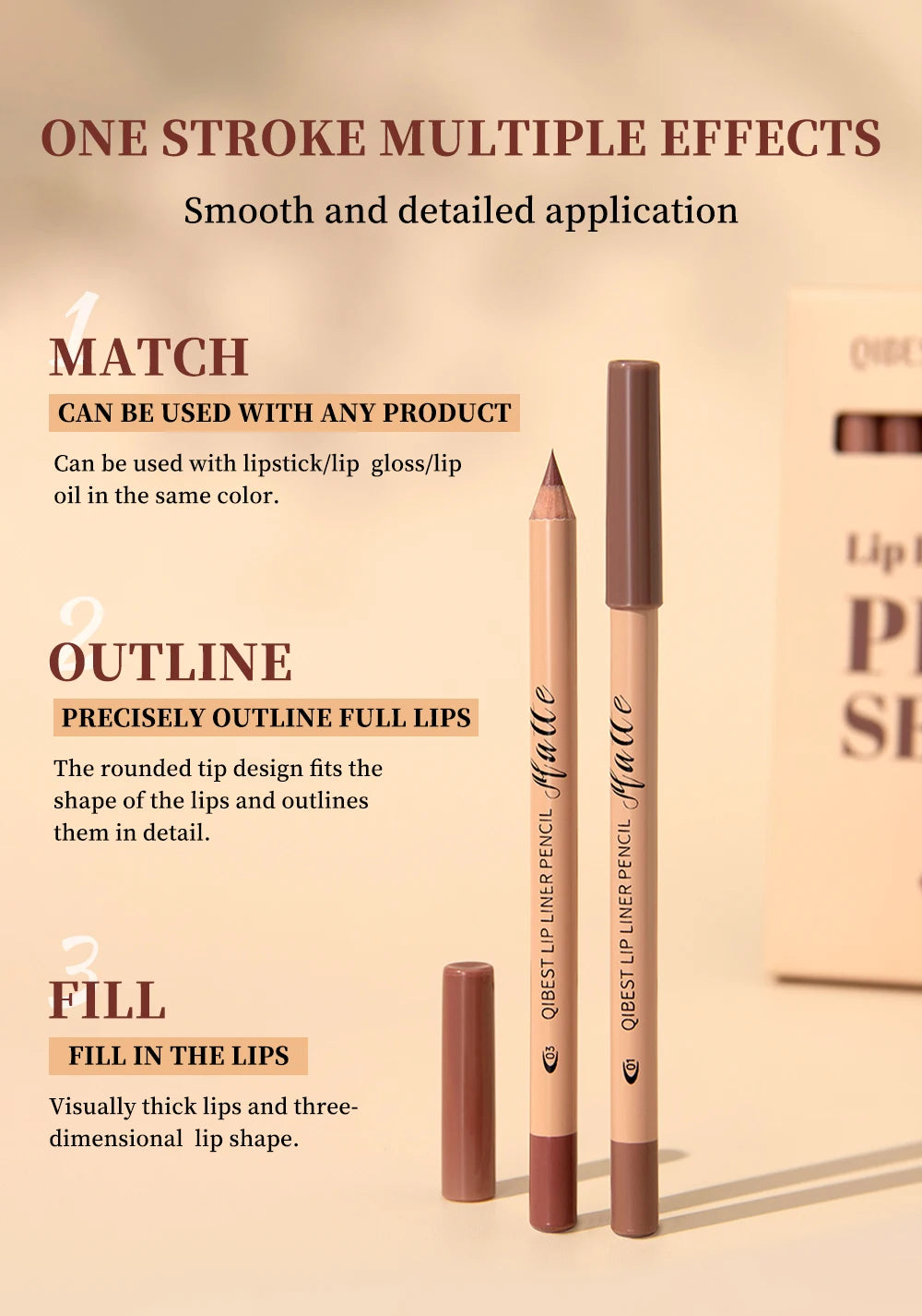 12-Color Waterproof Matte Lip Liner Pencil Set - 10