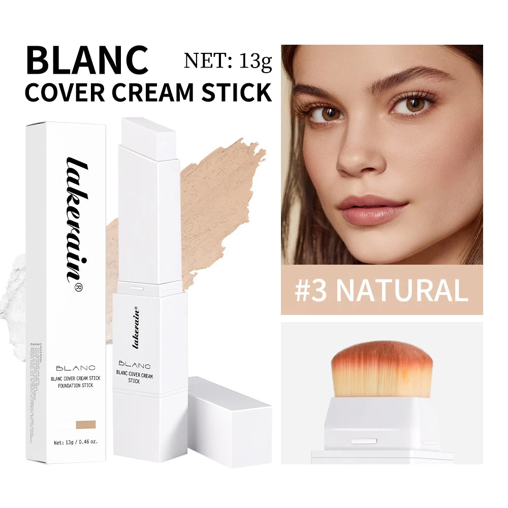 Full Coverage Cream Foundation Stick with Built-in Brush