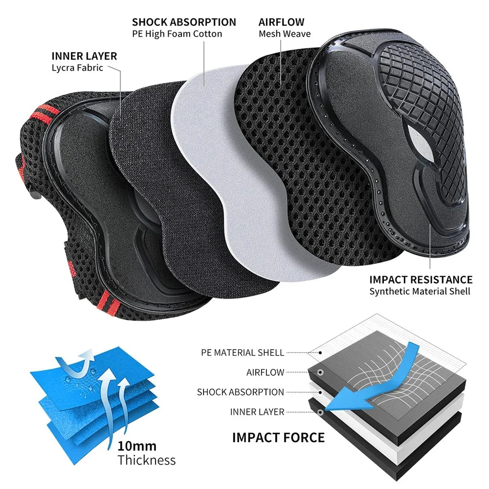 6-Piece Protective Knee, Elbow, and Wrist Pad Set for Kids - 12
