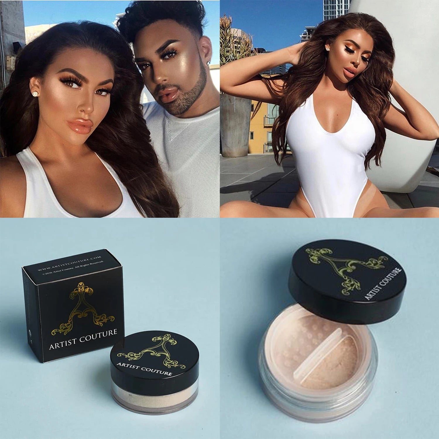 Diamond Glow Shimmer Highlighter Powder for Body and Face - 10