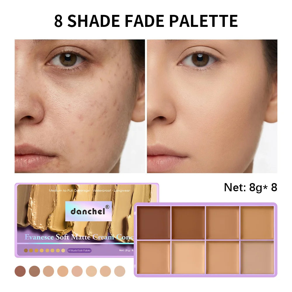 8-Shade Matte Cream Concealer Palette for Full Face Coverage - 2