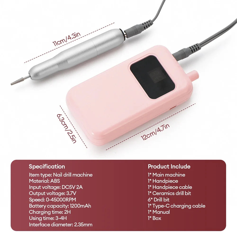 Professional Portable Electric Nail Drill Kit - 13