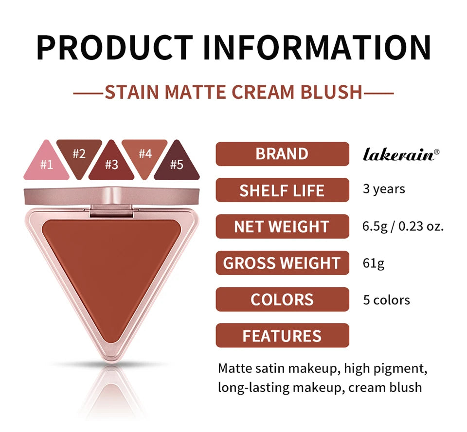 Matte Satin Cream Blush for Long-Lasting Natural Glow - 18