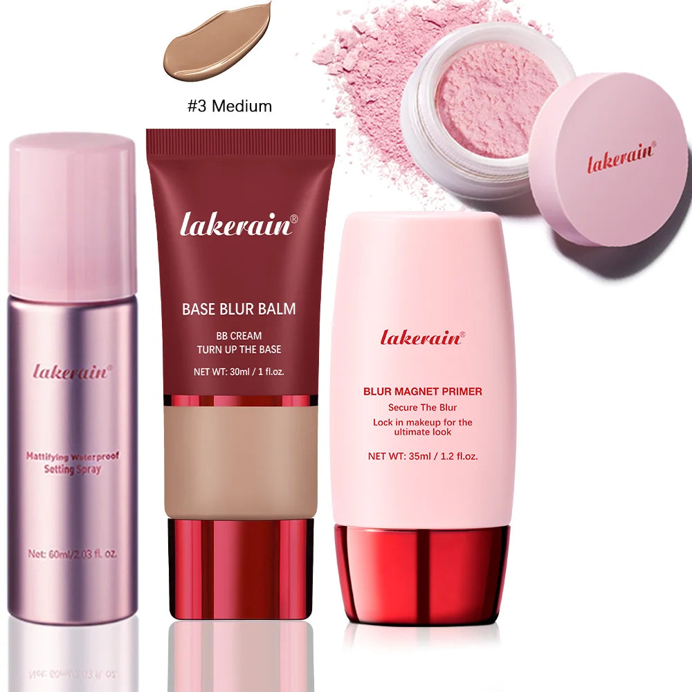 4-Piece Long-Lasting Waterproof Makeup Base and Setting Set - 35