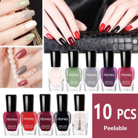10-Piece Quick-Dry Peelable Nail Polish Set