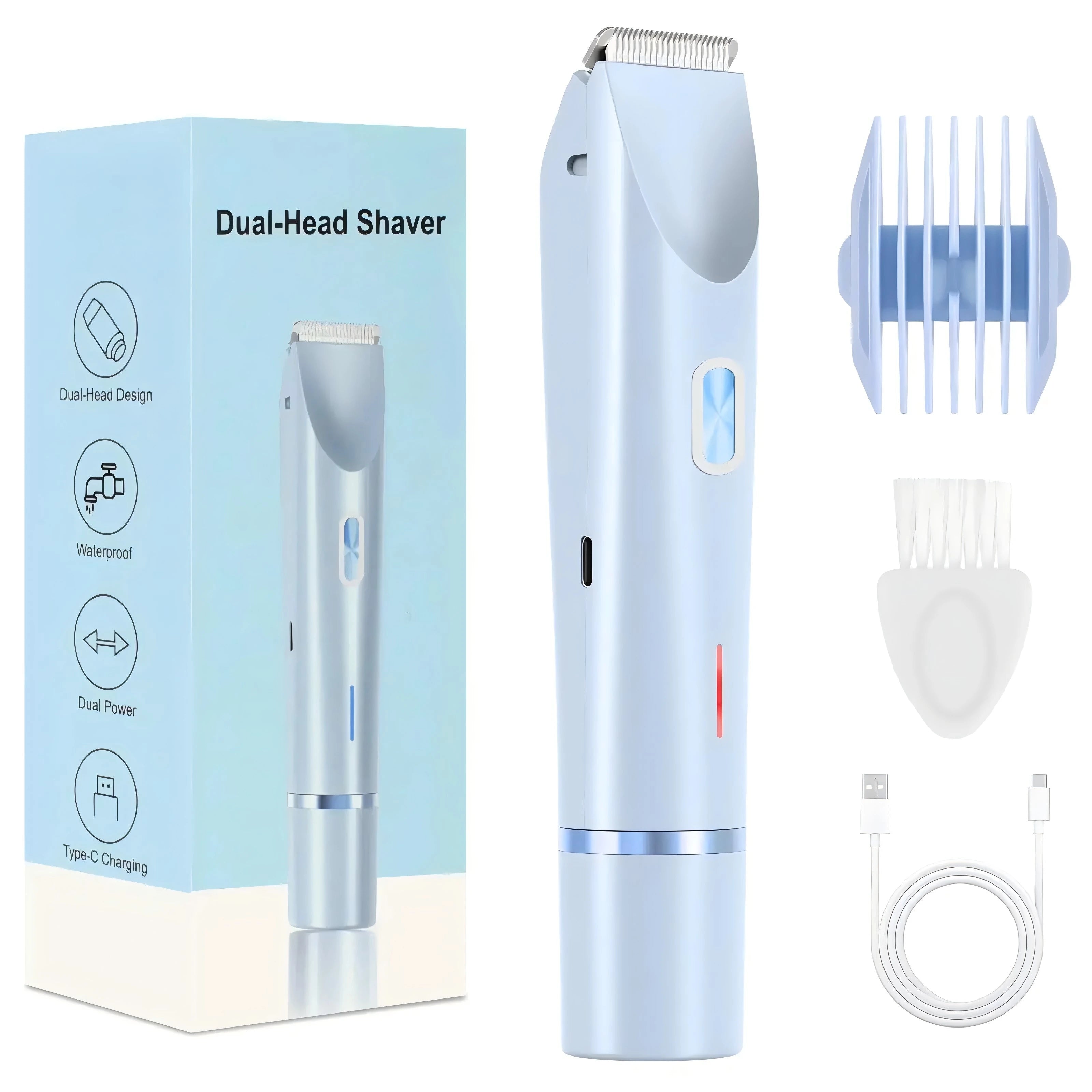 2-in-1 Waterproof Electric Hair Trimmer for Face and Body - 17