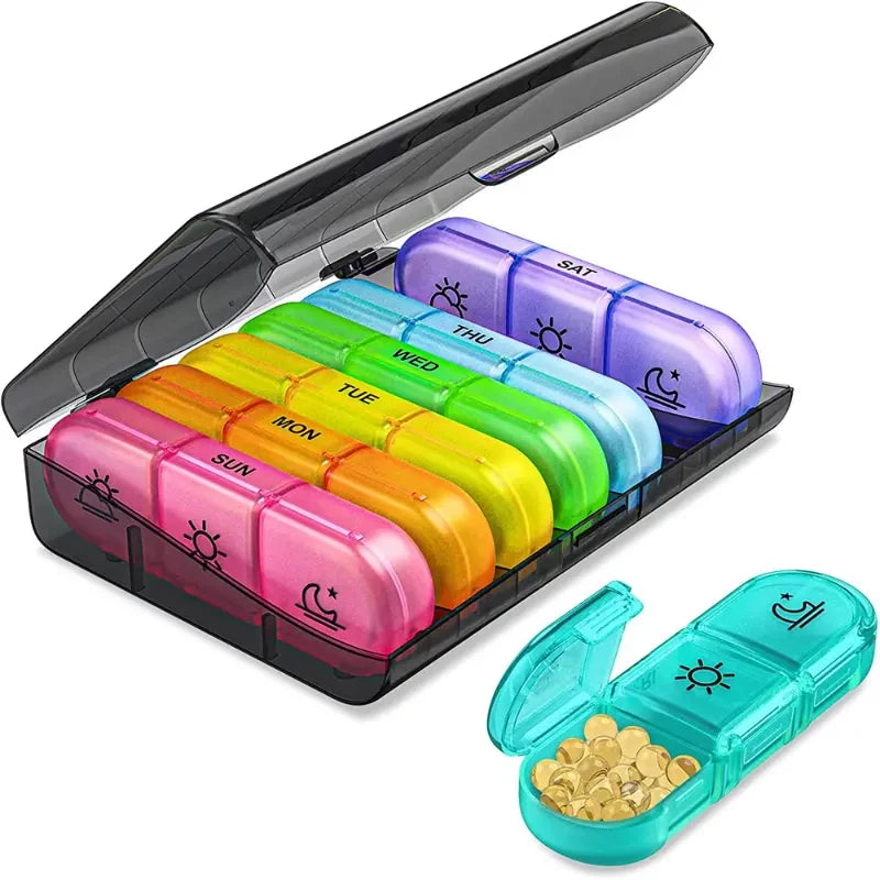 7-Day Stackable Weekly Pill Organizer for Daily Medication - 8
