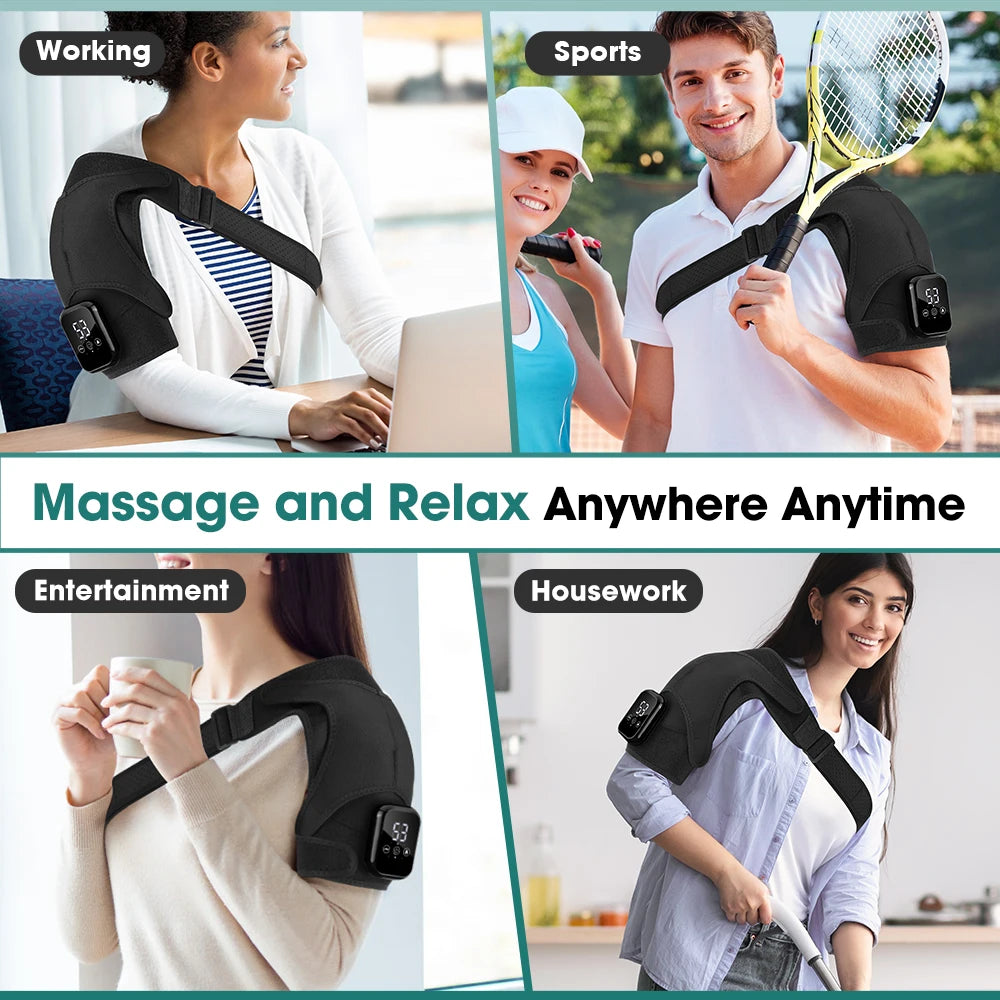 Electric Heated Shoulder Massage Brace with Vibration - 34