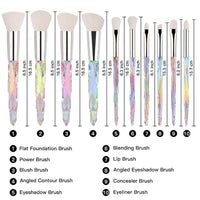 10-Piece Crystal Handle Makeup Brush Set