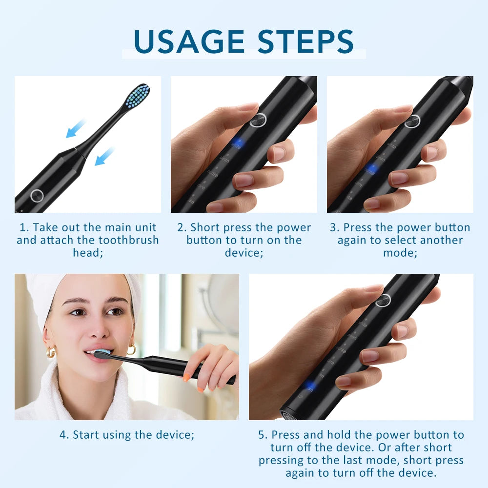 Rechargeable Sonic Electric Toothbrush with 6 Modes - 8