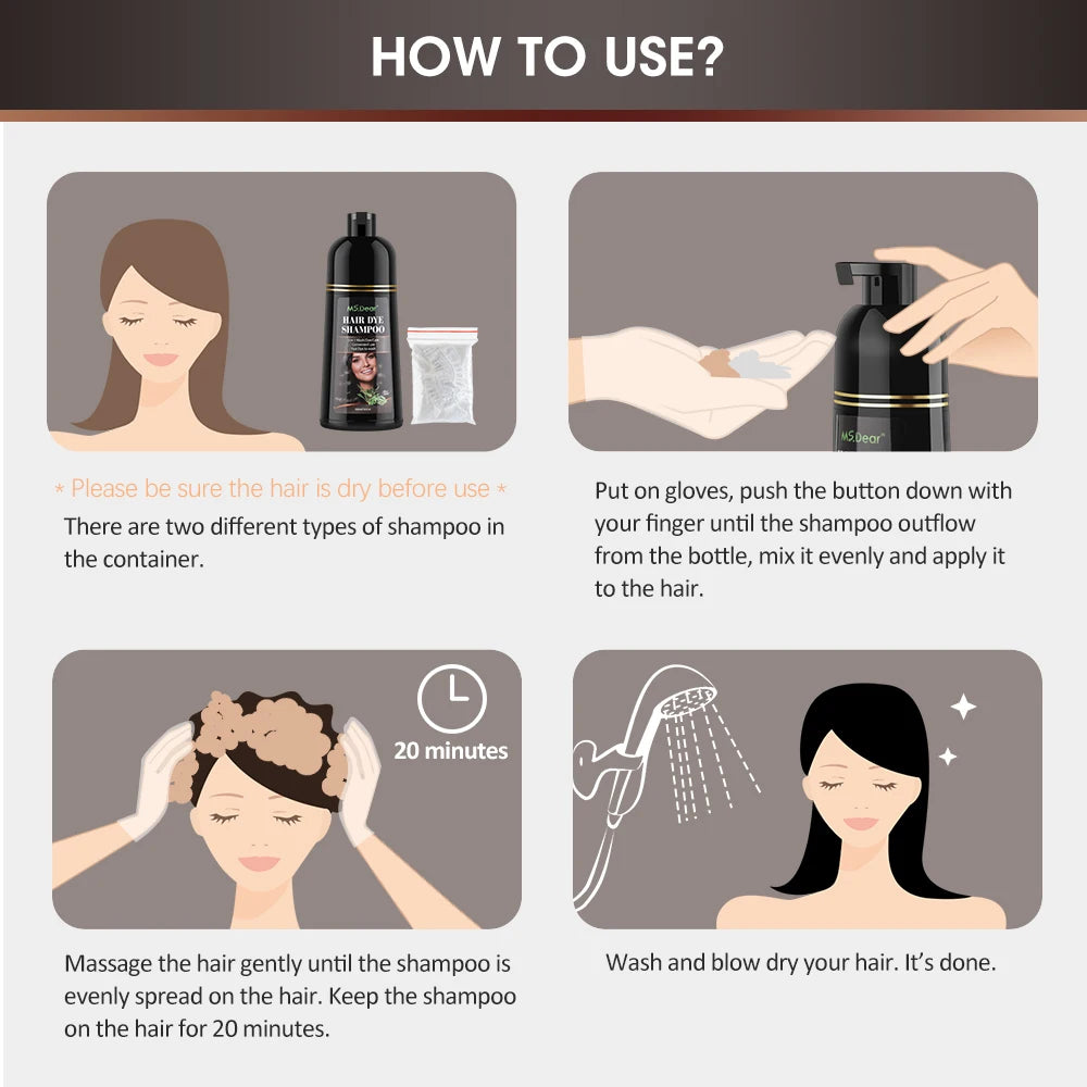 Instant Herbal Hair Color Dye Shampoo - 13
