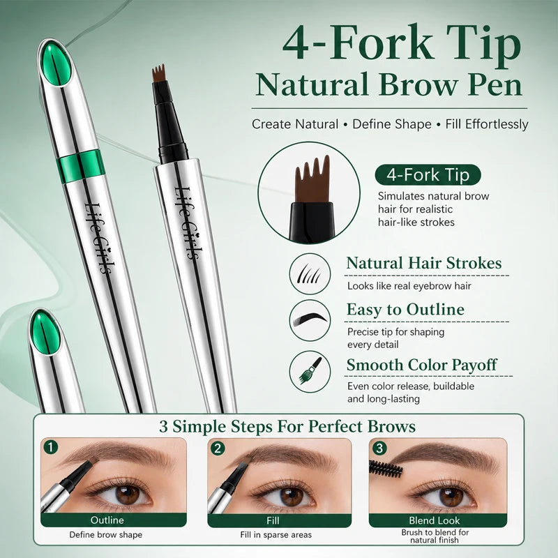 4-Fork Waterproof Eyebrow Pen for Natural Hair-Like Strokes - 6