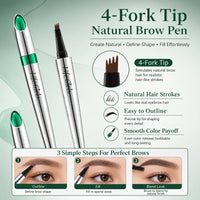 4-Fork Waterproof Eyebrow Pen for Natural Hair-Like Strokes