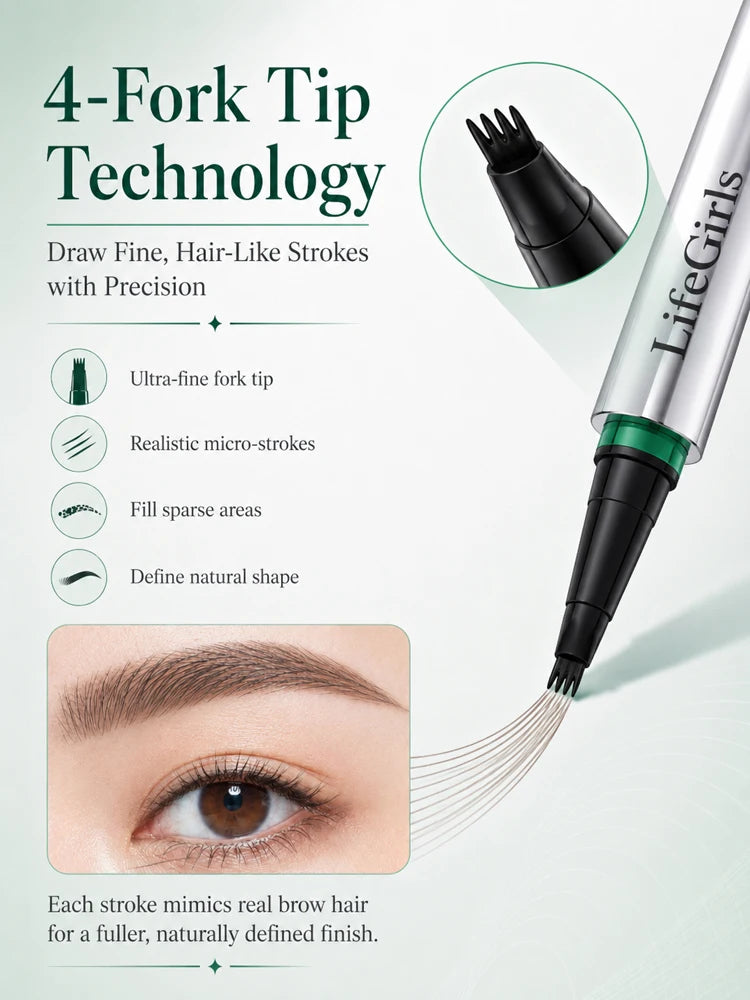 4-Fork Waterproof Eyebrow Pen for Natural Hair-Like Strokes - 8