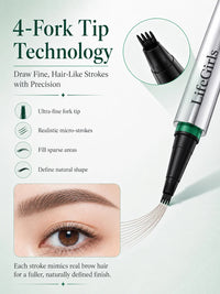 4-Fork Waterproof Eyebrow Pen for Natural Hair-Like Strokes