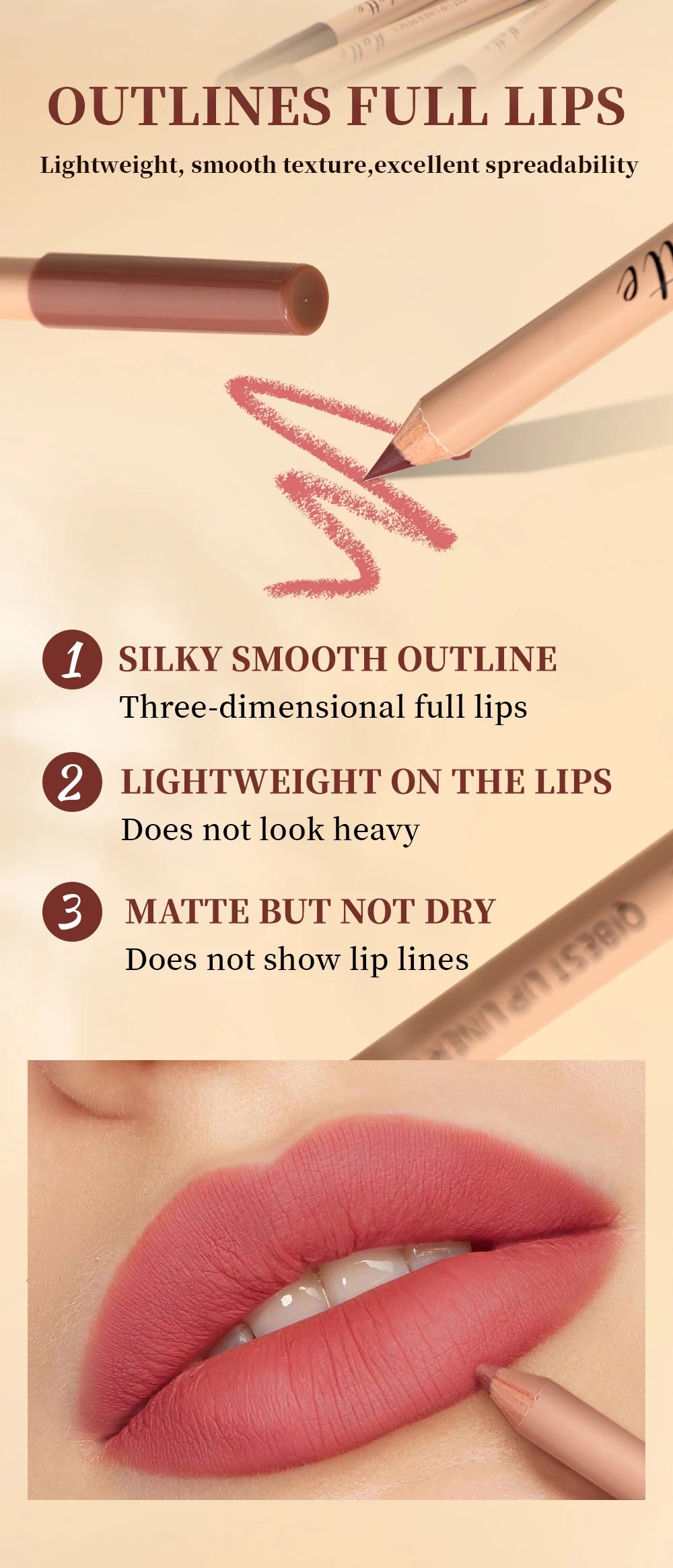 12-Color Waterproof Matte Lip Liner Pencil Set - 8