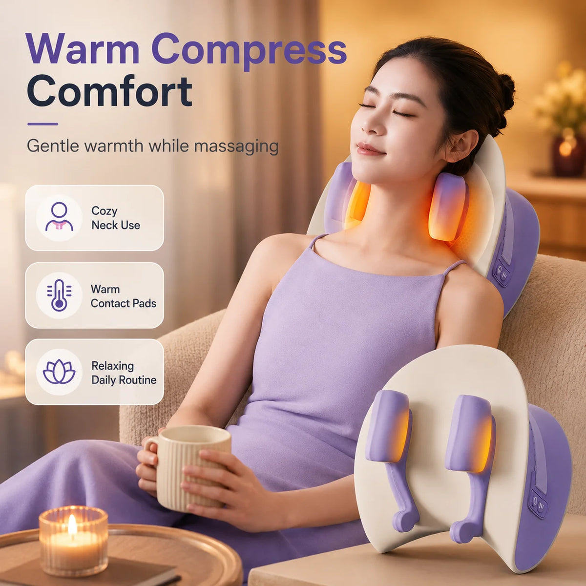 Ergonomic Heated Neck and Back Massage Pillow