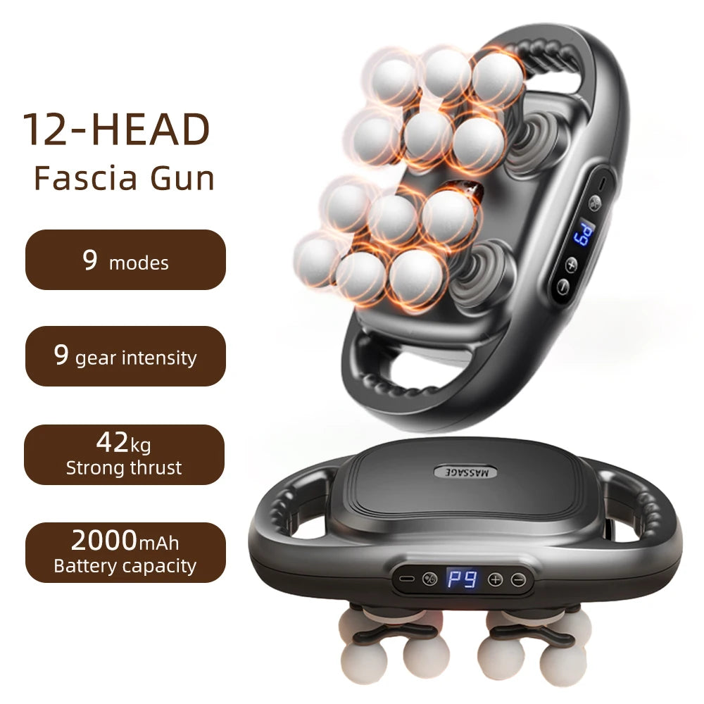12-Head Handheld Deep Tissue Muscle Massage Gun - 19