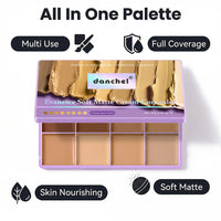 8-Shade Matte Cream Concealer Palette for Full Face Coverage